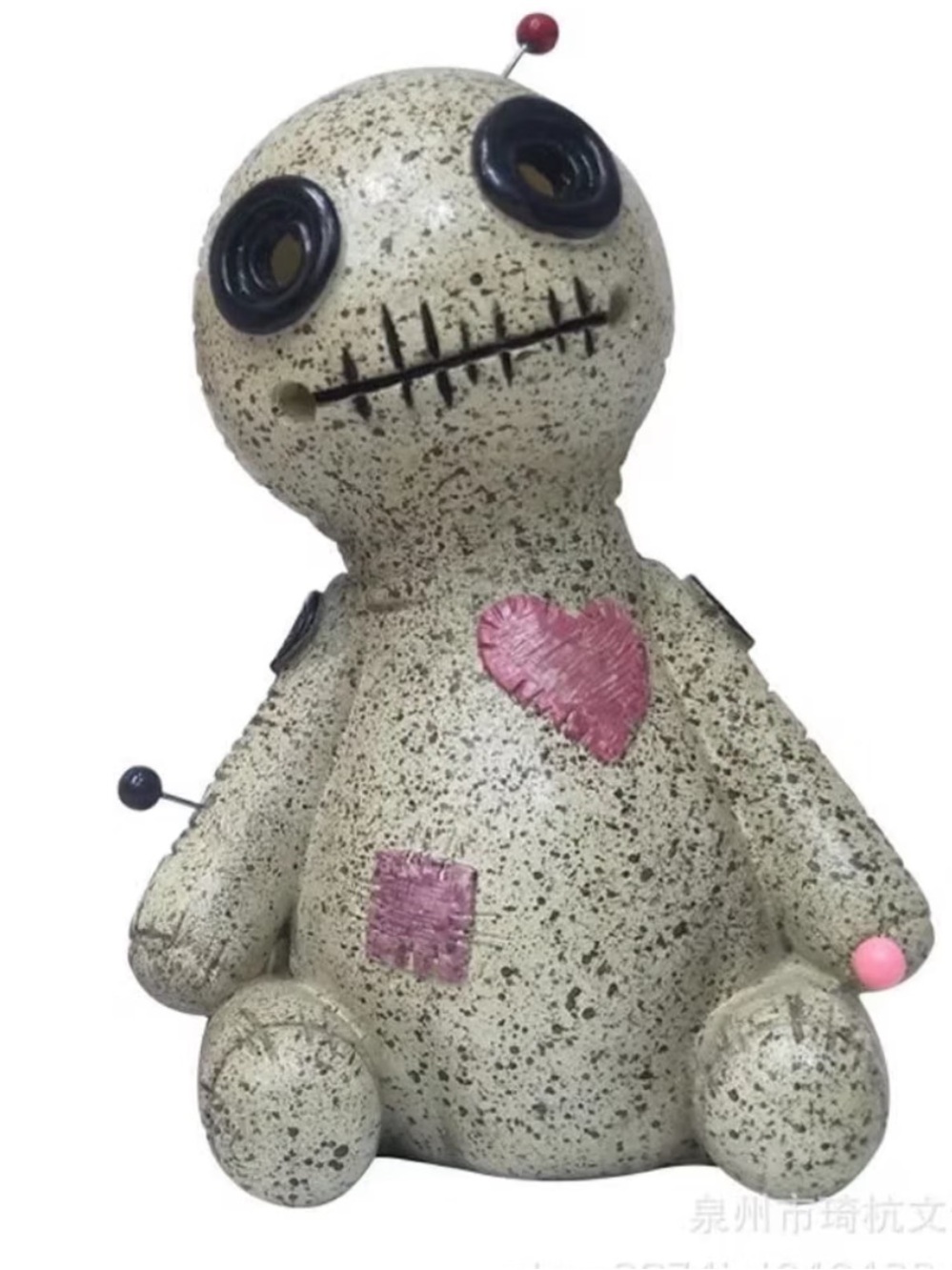 Heart Patch Voodoo Doll Decorative Candle Holder - Cream with Pink Accents